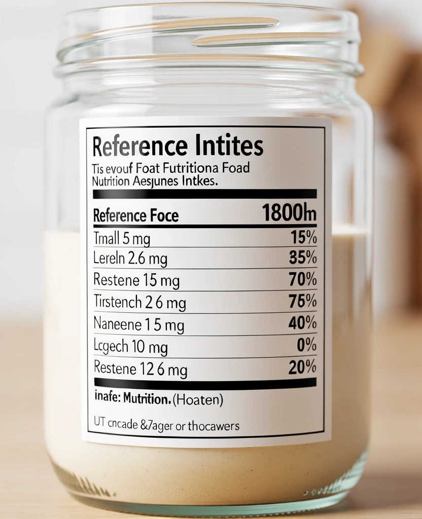 Close up of a nutritional label showing RI percentages